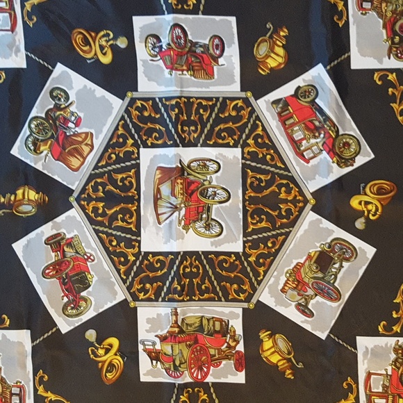 Vintage Cars Square Silk Neck Head Scarf - Picture 3 of 6